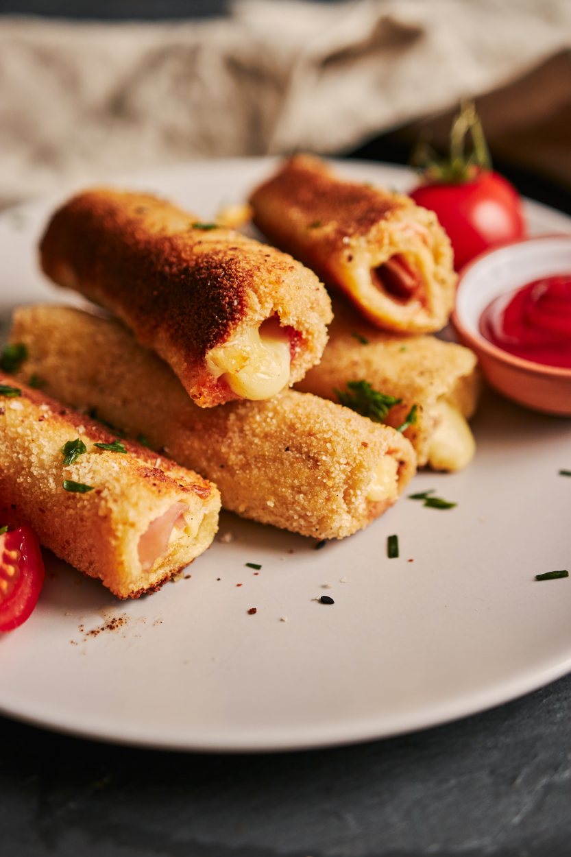 Salgados assados com molho de tomate
